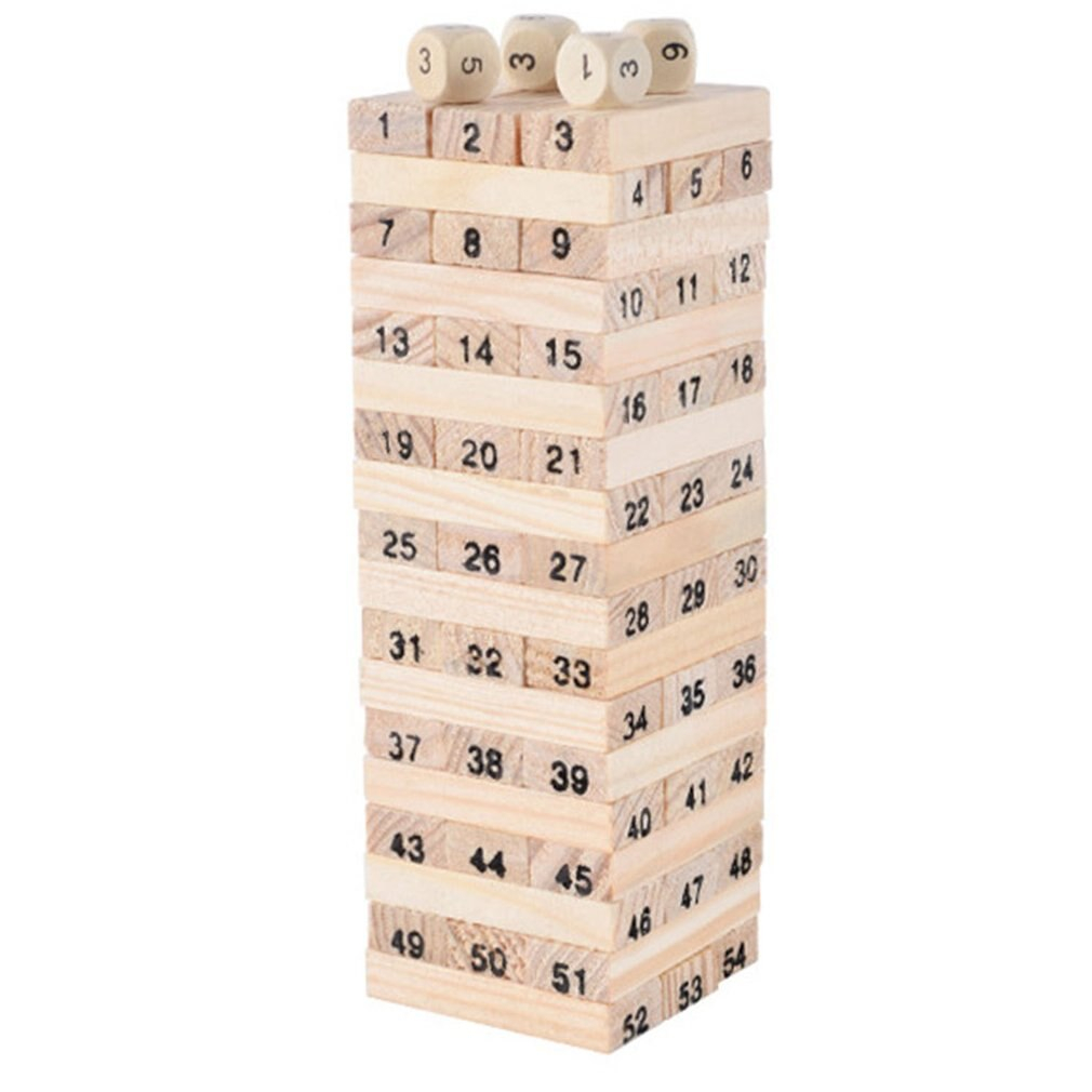 54 bitar av original trä digitala lager stapelblock för att lära sig stapla höga stackar av staplar