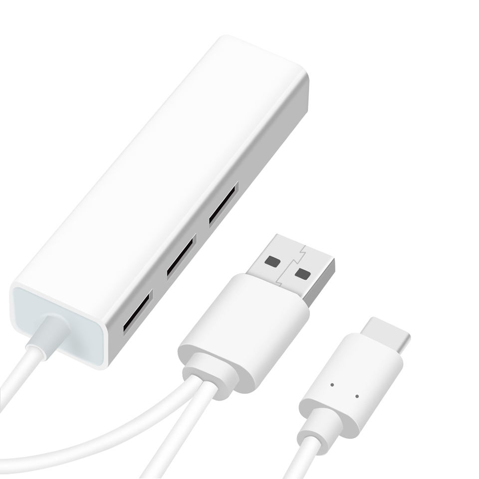 Usb 2.0 Hub Rtl 8152 Type-C Nettverkskort Otg Usb Nav Type C Til Rj45 Lan Adapter Gigabit Ethernet Usb Splitter Til Macbook-Telefoner